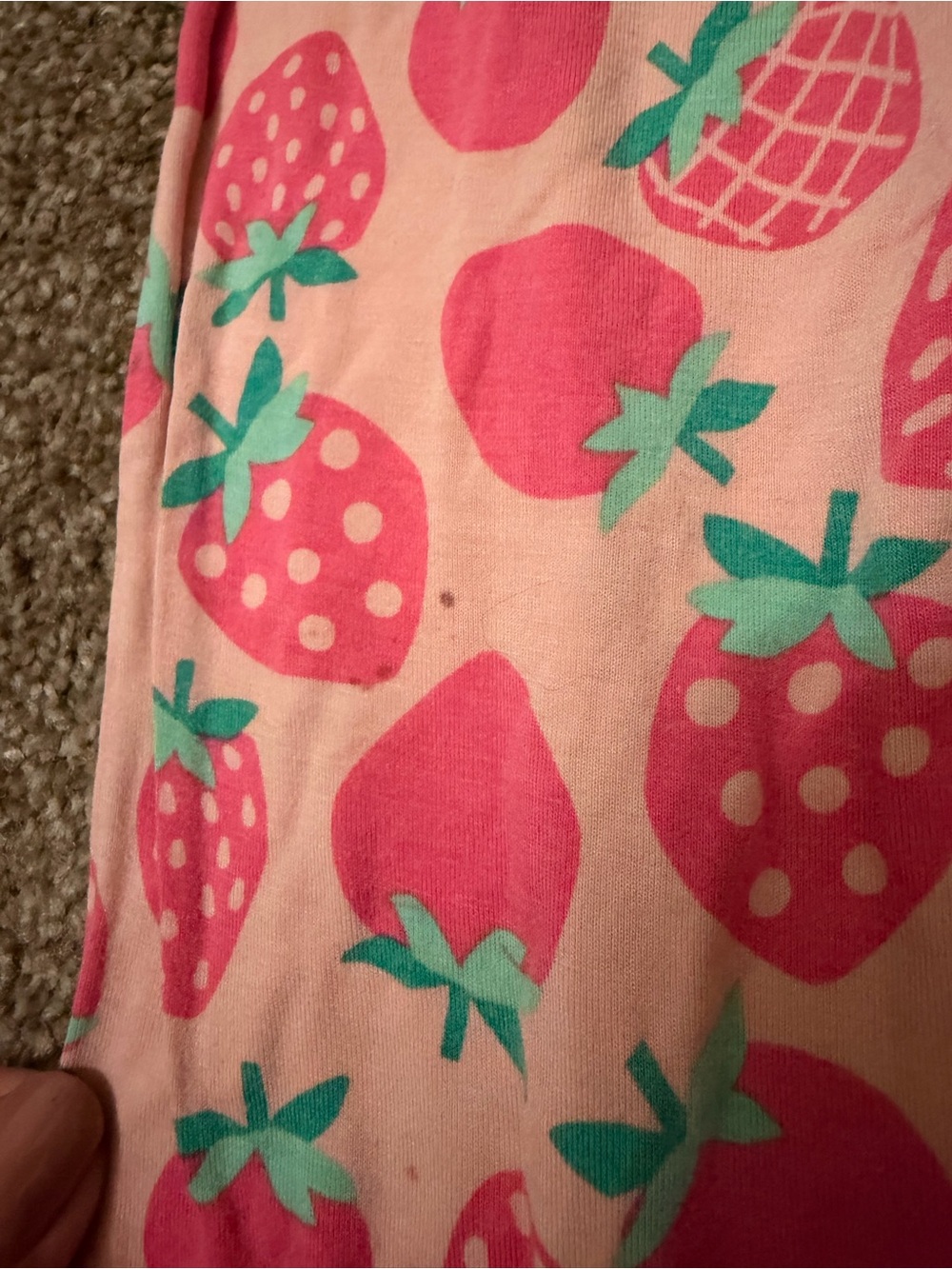 Little Sleepies Pink Strawberry Print Footed Pajamas - Picture 2 of 2